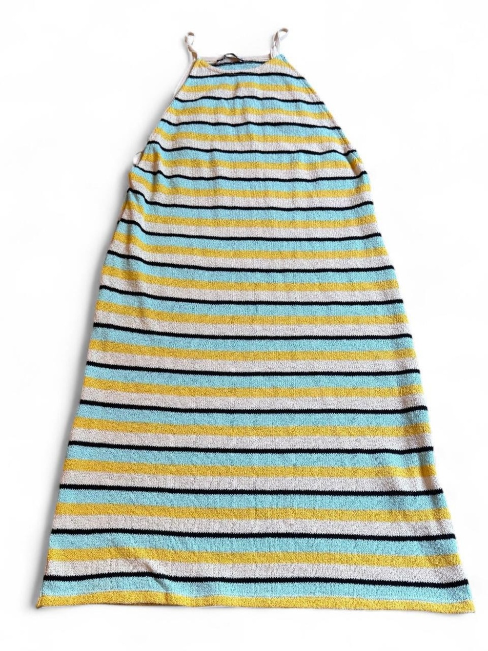 Zara Striped Rustic Knit Halter Midi-to-Maxi Dress L